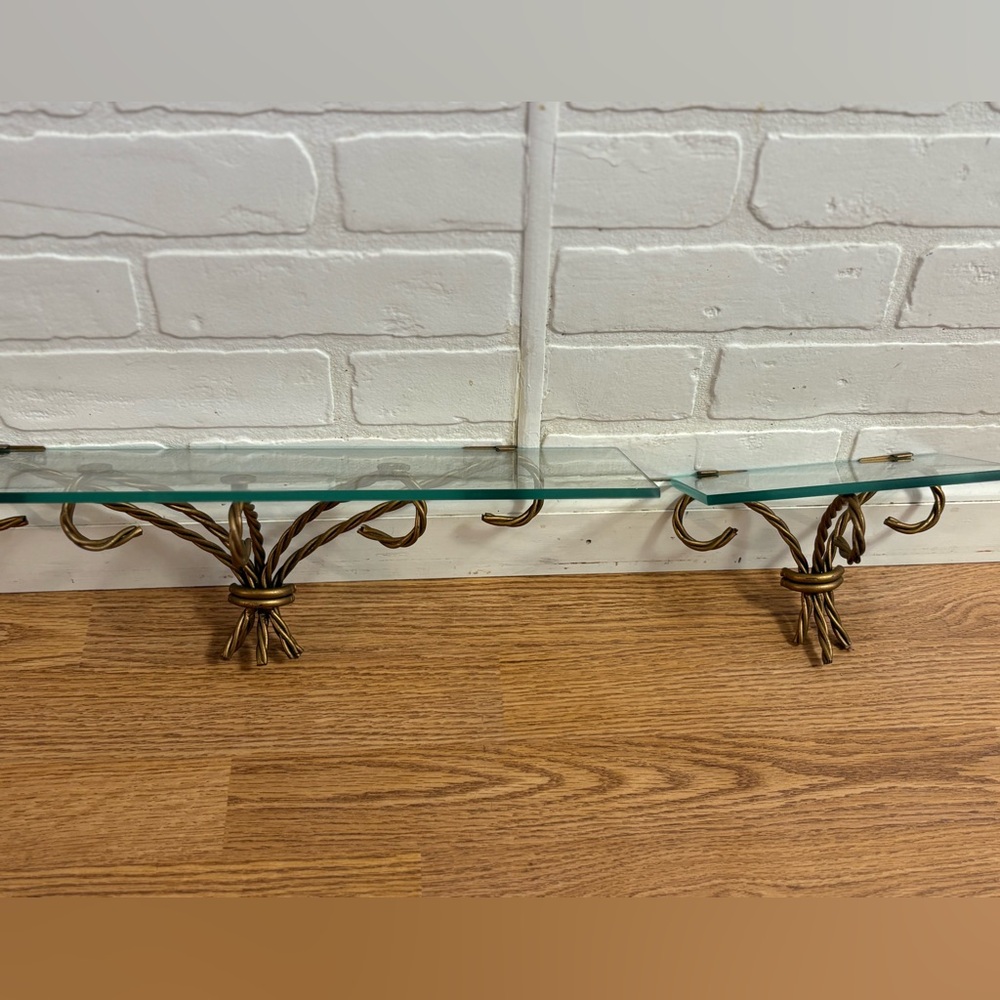Vintage Home Interiors Glass & Twisted Rope Brass Shelf 90s vintage